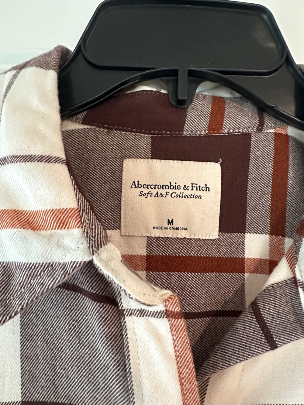 Abercrombie & Fitch Women's Plaid Button-Down Flannel Shirt - Brown, Cream & Tan - Picture 2 of 3